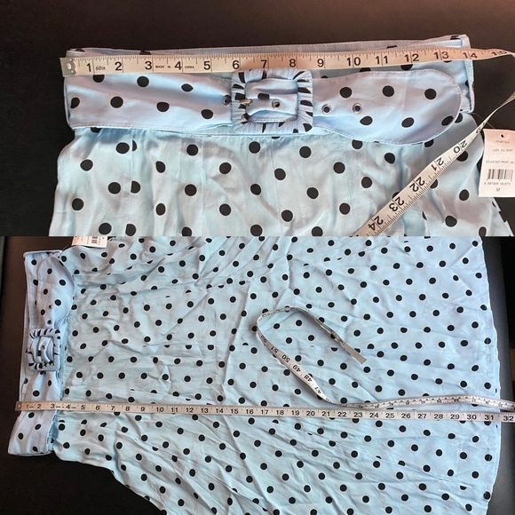 Faithfull Skirt Luda Buckle Belted Flounce Midi Vacation Sylve Dot Blue 6 M NWT - Picture 11 of 15